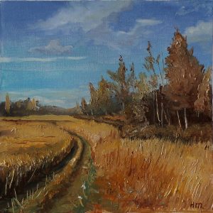 Wheat field original oil painting