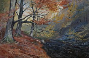 Autumn woods original oil painting